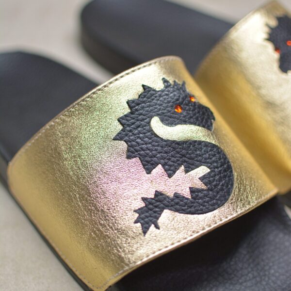 GOLD & BLACK DRAGON SLIDES